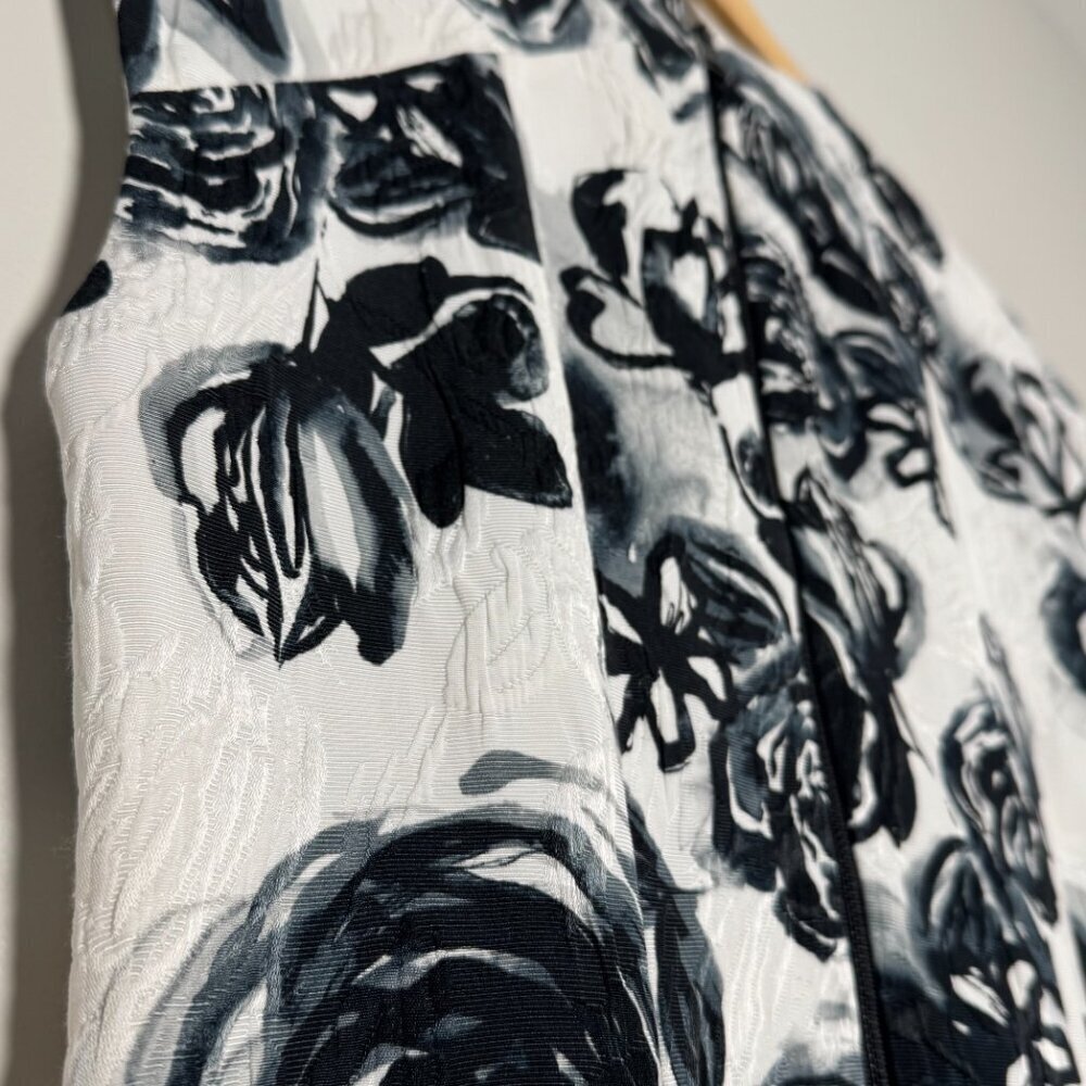 Sachin + Babi Noir Brocade Floral Watercolor Midi A-Line Sheath Dress Sz 8